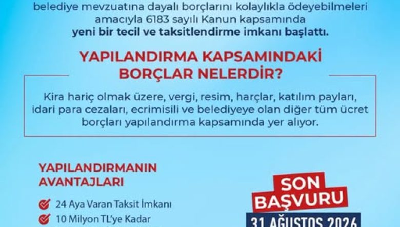 ALTINORDU BELEDİYESİ’NDEN BORÇLARA YAPILANDIRMA FIRSATI