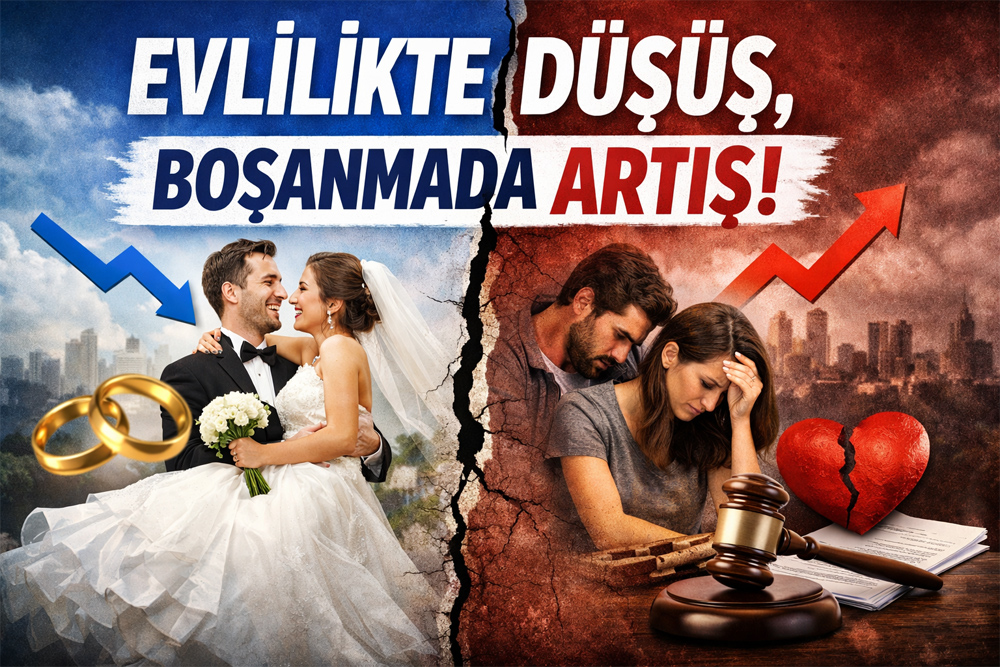 EVLİLİKTE DÜŞÜŞ, BOŞANMADA ARTIŞ!